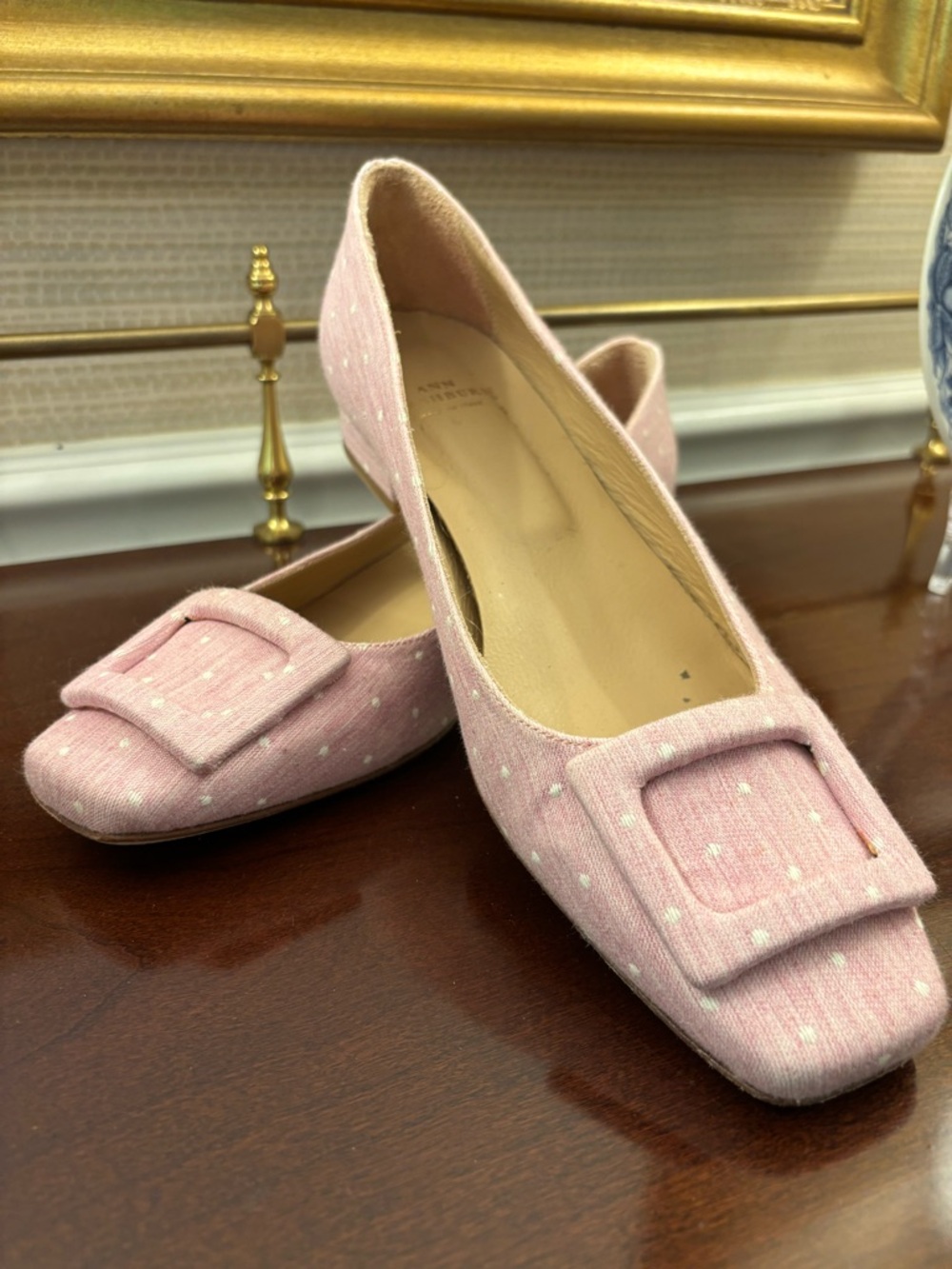 Ann Mashburn Buckle Shoe Light Pink Polka Dot